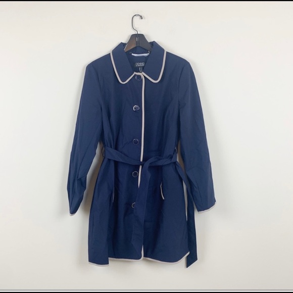 Dennis by Dennis Basso navy water resistant trench jacket EUC size XS - Picture 3 of 4
